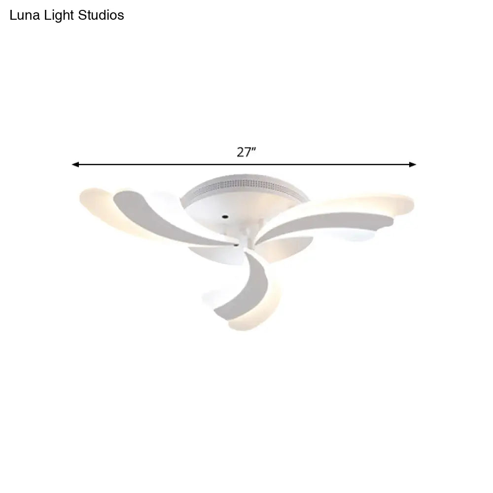 Modern Acrylic Windmill Ceiling Lamp - 3/5/9 Lights White Flush Mount Light Fixture In