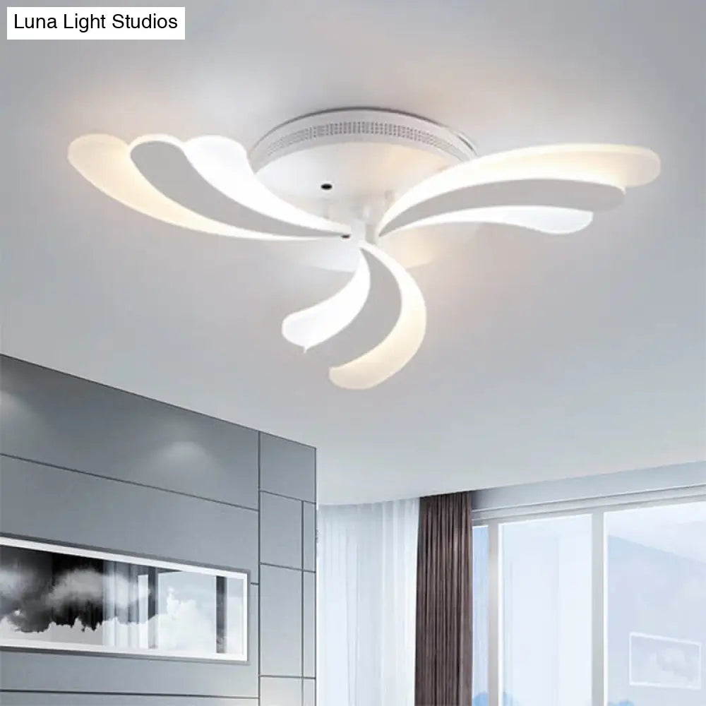 Modern Acrylic Windmill Ceiling Lamp - 3/5/9 Lights White Flush Mount Light Fixture In