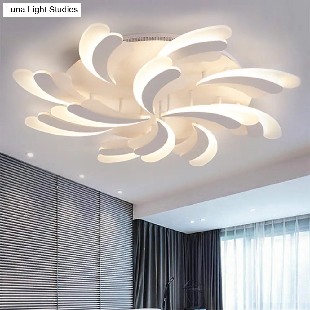 Modern Acrylic Windmill Ceiling Lamp - 3/5/9 Lights White Flush Mount Light Fixture In