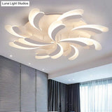Modern Acrylic Windmill Ceiling Lamp - 3/5/9 Lights White Flush Mount Light Fixture In