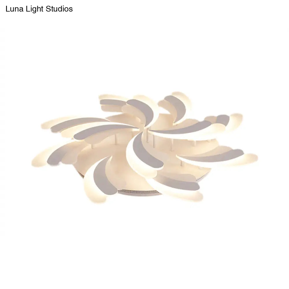 Modern Acrylic Windmill Ceiling Lamp - 3/5/9 Lights White Flush Mount Light Fixture In