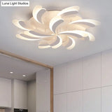Modern Acrylic Windmill Ceiling Lamp - 3/5/9 Lights White Flush Mount Light Fixture In
