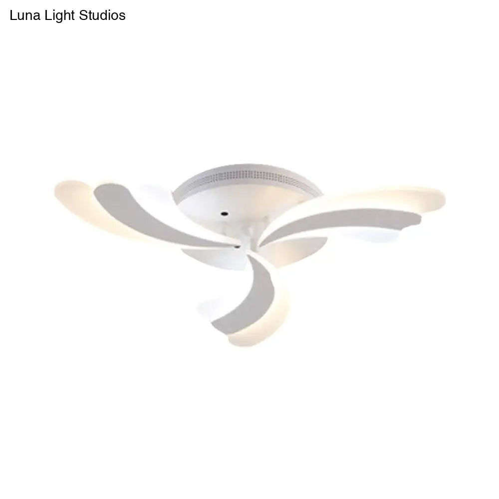 Modern Acrylic Windmill Ceiling Lamp - 3/5/9 Lights White Flush Mount Light Fixture In