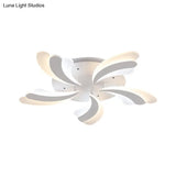 Modern Acrylic Windmill Ceiling Lamp - 3/5/9 Lights White Flush Mount Light Fixture In