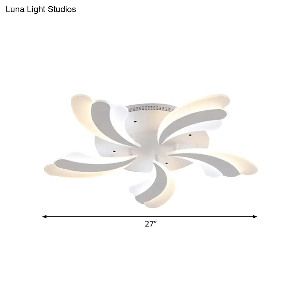 Modern Acrylic Windmill Ceiling Lamp - 3/5/9 Lights White Flush Mount Light Fixture In