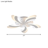 Modern Acrylic Windmill Ceiling Lamp - 3/5/9 Lights White Flush Mount Light Fixture In