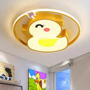 Modern Acrylic Yellow Duck Flush Mount Ceiling Light Fixture / Third Gear
