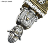 Modern Aged Silver Wall Sconce With Flared White Glass - Perfect For Living Room Lighting