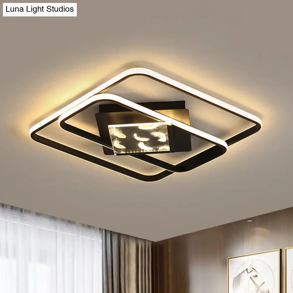 Modern Aluminum Led Ceiling Lamp - Sleek Rectangle Design For Bedroom 18’/21.5’ Width