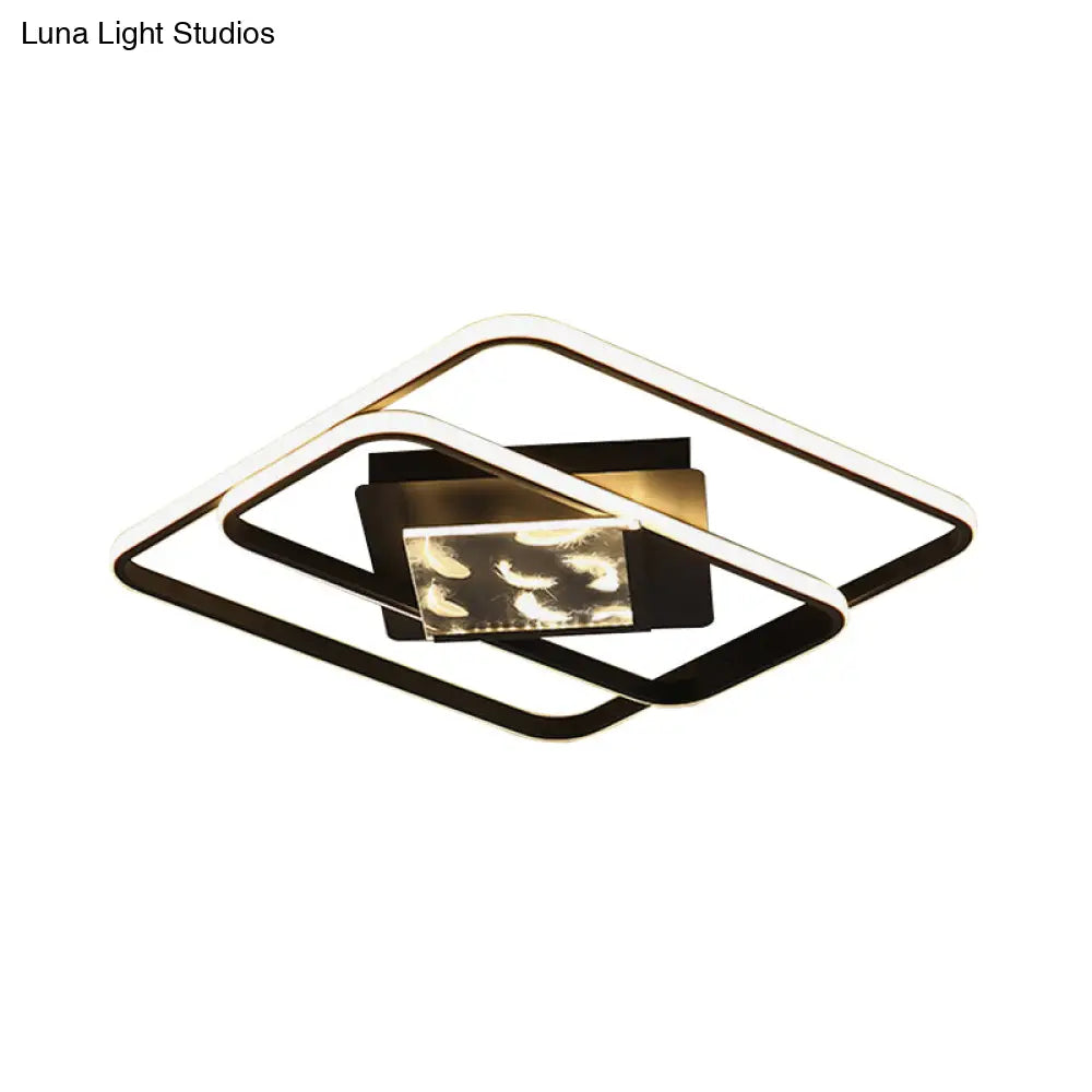 Modern Aluminum Led Ceiling Lamp - Sleek Rectangle Design For Bedroom 18’/21.5’ Width