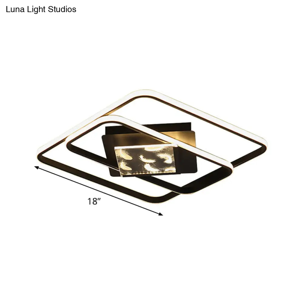 Modern Aluminum Led Ceiling Lamp - Sleek Rectangle Design For Bedroom 18’/21.5’ Width