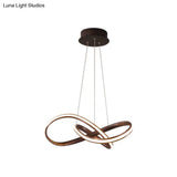 Modern Aluminum Led Chandelier Light For Dining Room - Entwined Design In Black/White/Coffee