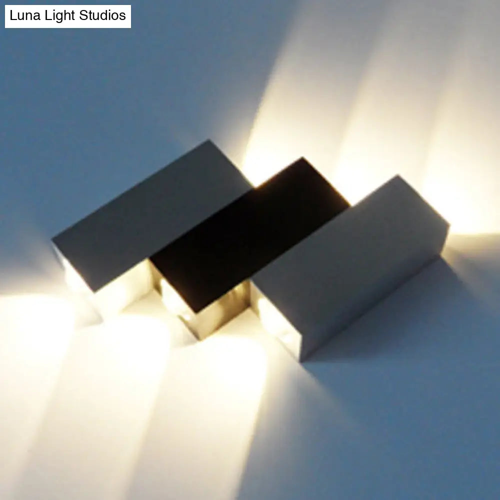Modern Aluminum Led Wall Sconce In Gray For Porch - Cubic Design Warm/White Lighting