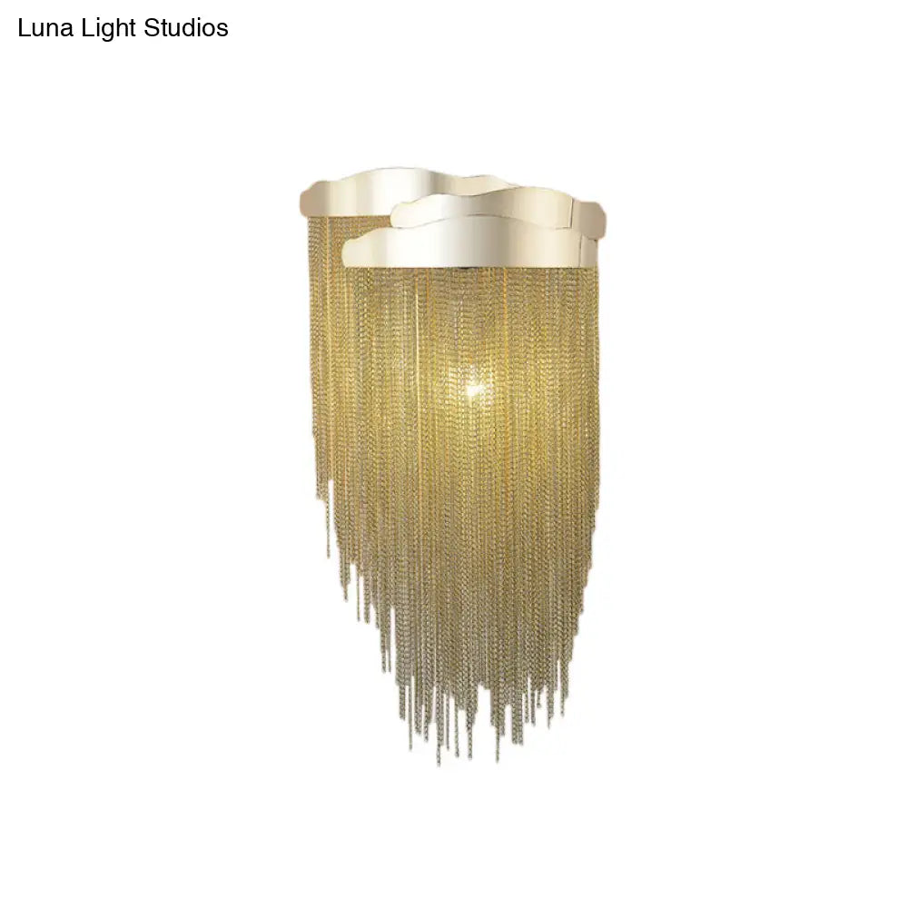 Modern Aluminum Tassel Wall Sconce With 3 Lighting Options In Silver/Gold For Bedside