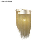 Modern Aluminum Tassel Wall Sconce With 3 Lighting Options In Silver/Gold For Bedside