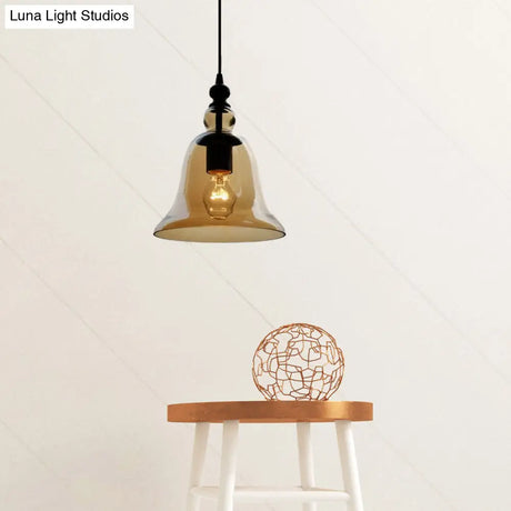Modern Amber/Clear Glass Bell Pendant Lamp - Stylish Hanging Light For Dining Room
