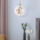 Modern Amber/Clear Glass Dining Room Chandelier With Triple Lights Clear