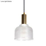 Modern Amber/Clear Glass Dome Pendant Light With 1 Bulb - Stylish Living Room Lighting Fixture
