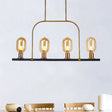 Modern Amber Glass 4-Light Hanging Ceiling Lamp with Metallic Frame - Bulb-Like Island Lighting Black-Gold