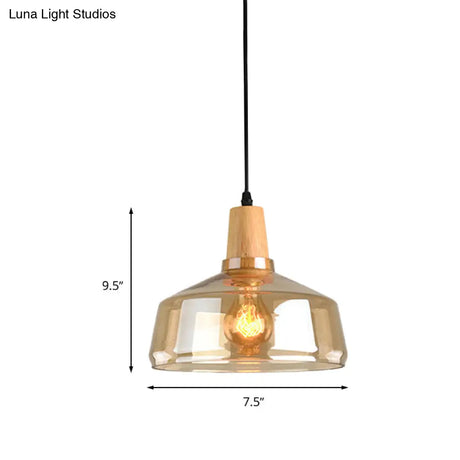 Modern Amber Glass Pendant Lamp Kit - 1 Light Multiple Sizes