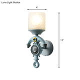 Modern Anchor Resin Wall Light With Blue Glass Shade