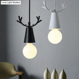 Modern Antler Metal Pendant Light With Open Bulb Design - Nordic Style