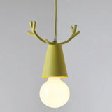 Modern Antler Metal Pendant Light With Open Bulb Design - Nordic Style Yellow