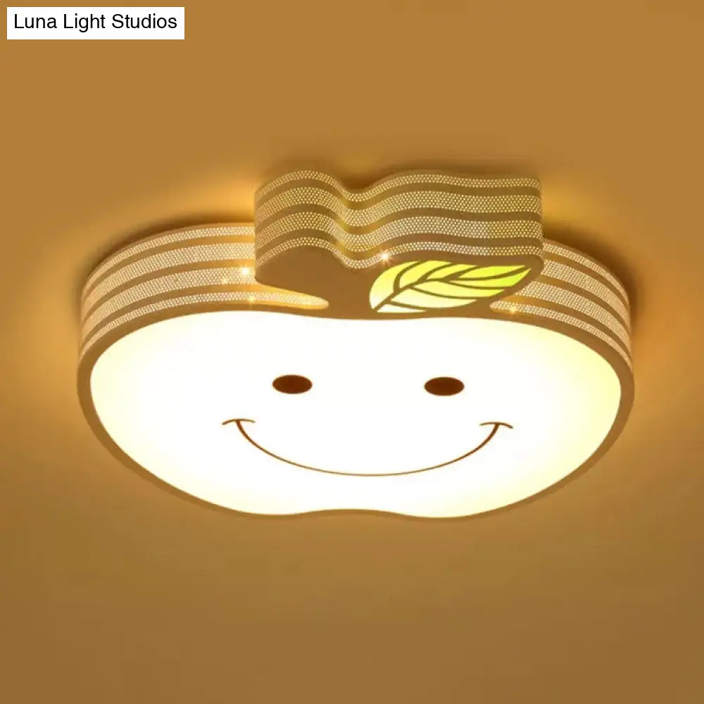 Modern Apple Flush Mount Light: Acrylic Metal Nordic Style Ceiling Fixture For Living Rooms
