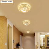 Modern Art Deco Flush Mount Ceiling Light For Hallway - Stylish Circular Acrylic Lamp