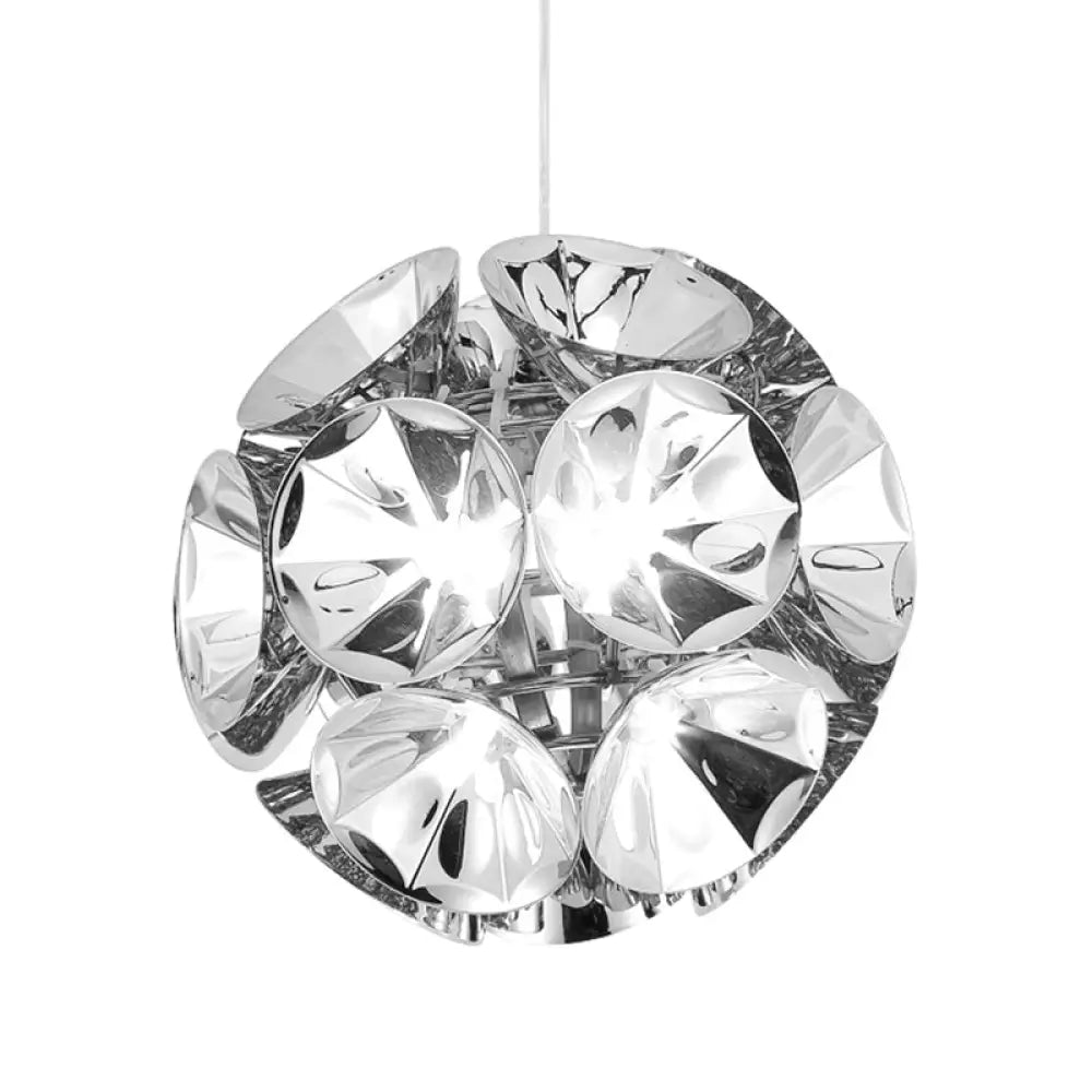 Modern Metal Chrome/Gold Led Ball Pendant Light Fixture - White/Warm 7/11 Dia