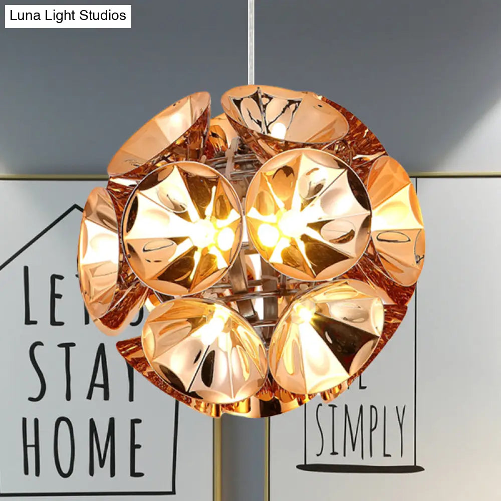 Modern Ball Pendant Light In Chrome/Gold With Led White/Warm 7’/11’ Dia