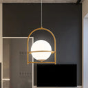 Modern Ball Suspension Light With Birdcage Design Opal Glass 1 Bulb 9’/11’ Wide Bedside Ceiling