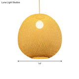 Modern Bamboo 1-Light Ball Ceiling Lamp In Beige - 14’/18’/21.5’ Wide