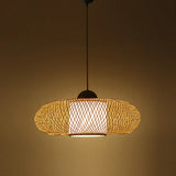 Modern Bamboo Donut Ceiling Lamp In Black/Wood For Living Room Wood / 15’