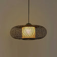 Modern Bamboo Donut Ceiling Lamp In Black/Wood For Living Room Black / 15’
