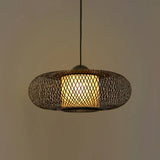 Modern Bamboo Donut Ceiling Lamp In Black/Wood For Living Room Black / 15’