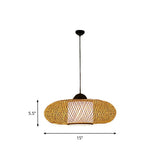 Bamboo Donut Ceiling Lamp: Modern Hanging Pendant Light For Living Room Black/Wood