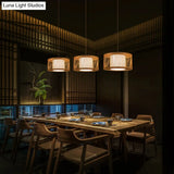 Modern Bamboo Drum Pendant Light - Sleek Round Design For Restaurants Wood Ceiling Hanging