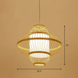 Modern Bamboo Lantern Pendant Light For Restaurants - Single Wood Hanging Ceiling Fixture / 16.5