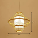Modern Bamboo Lantern Pendant Light For Restaurants - Single Wood Hanging Ceiling Fixture / 16.5