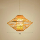 Modern Bamboo Rhombus Pendant Light For Restaurant Ceiling Wood / 19.5’