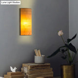 Modern Bamboo Wall Sconce Light Fixture - Wood Semicylinder Design 2-Bulb Lighting For Living Room