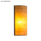 Modern Bamboo Wall Sconce Light Fixture - Wood Semicylinder Design 2-Bulb Lighting For Living Room