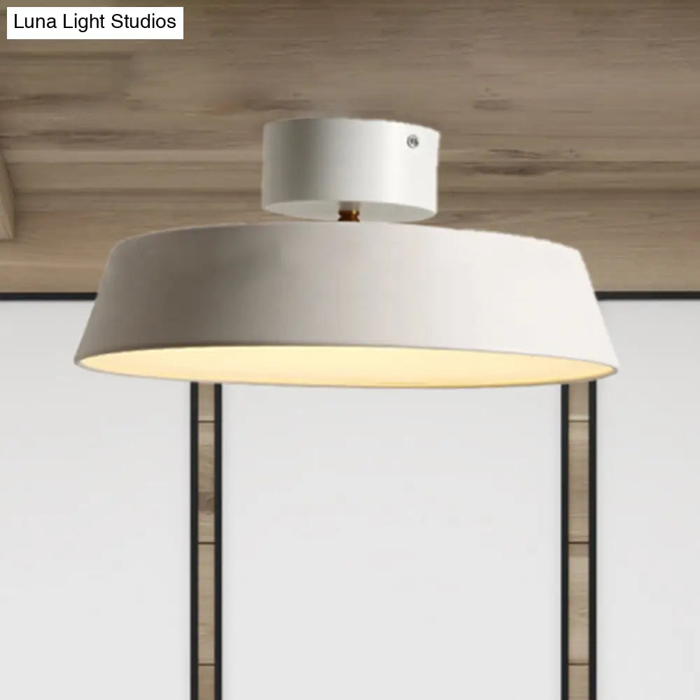 Modern Barn Semi Mount Lighting: Rotatable Ceiling Light Fixture With White/Green Acrylic Diffuser