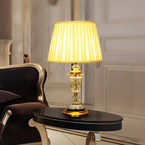 Modern Barrel Fabric Table Light: Beige Small Desk Lamp With 1 Bulb For Dining Room