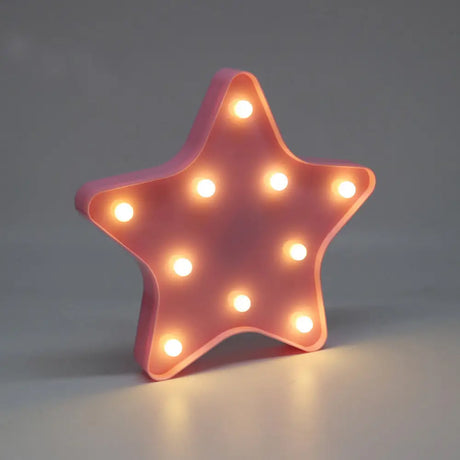 Modern Battery-Operated Led Wall Night Light - Star Stand Lighting Pink