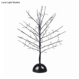 Modern Battery Table Lamp - Tree Shaped Metallic Led Standing Light In Black For Living Room