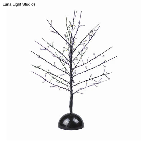 Modern Battery Table Lamp - Tree Shaped Metallic Led Standing Light In Black For Living Room