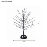 Modern Battery Table Lamp - Tree Shaped Metallic Led Standing Light In Black For Living Room
