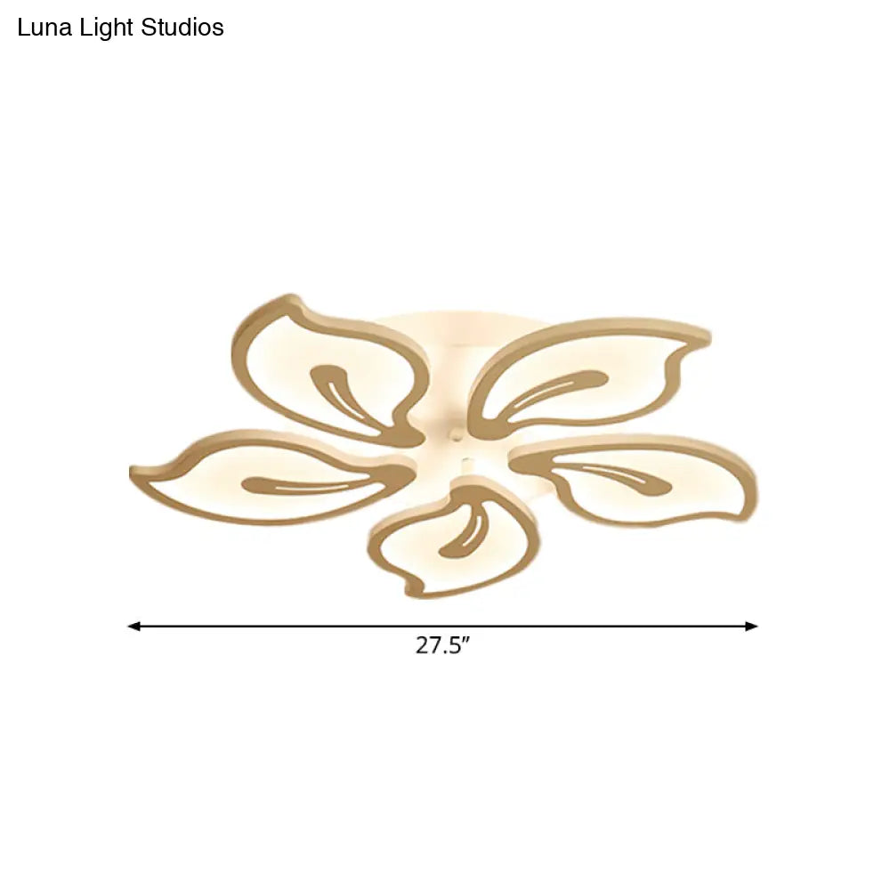 Modern Bauhinia Leaf Flush Light: Acrylic Led Ceiling Lamp For Living Room. Available In 3/5/9 -